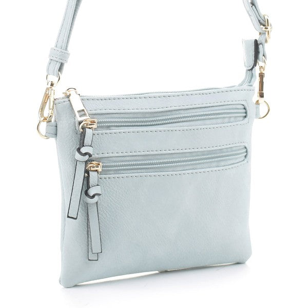 Fashion Multi Zipper Clutch Crossbody Bag